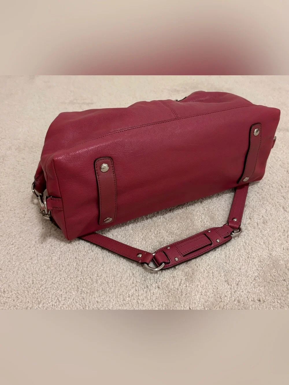 Vintage Coach Ashley Leather Raspberry Pink Satchel with Detachable Strap F15447